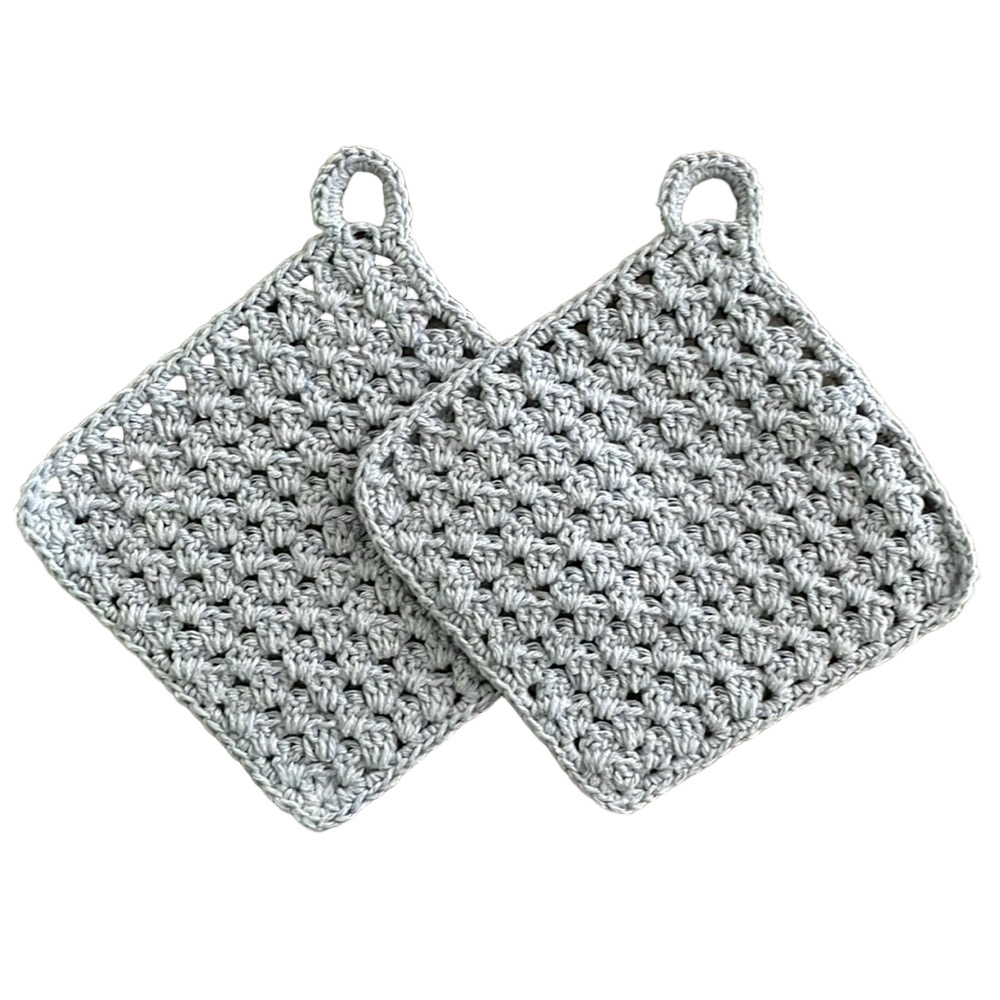 2 Hand Crafted Crochet Washcloths Crochet Dishcloths 100% Cotton - Granny Square